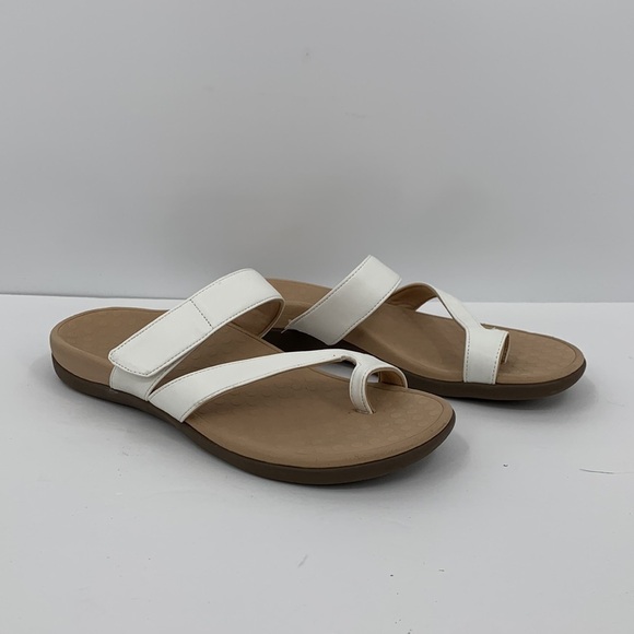 Vionic Morgan slide sandal shoe toe ring strap white cream comfort strappy 11 - Picture 3 of 7